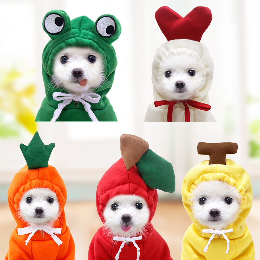 Cute Fruit-Themed Hoodie for Small Dogs – Warm Fleece Winter Coat for Puppies & Cats, Perfect for French Bulldogs & Chihuahuas