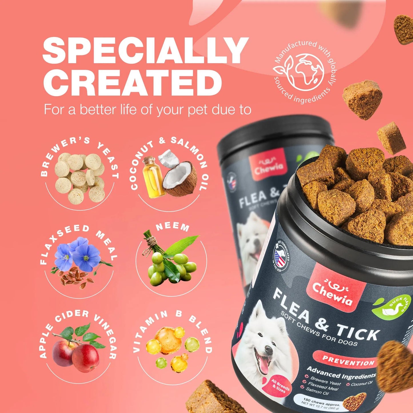 Natural Dog Supplement Soft Chews – Immune Support, Skin & Coat Health, Daily Wellness Treats for Dogs of All Sizes
