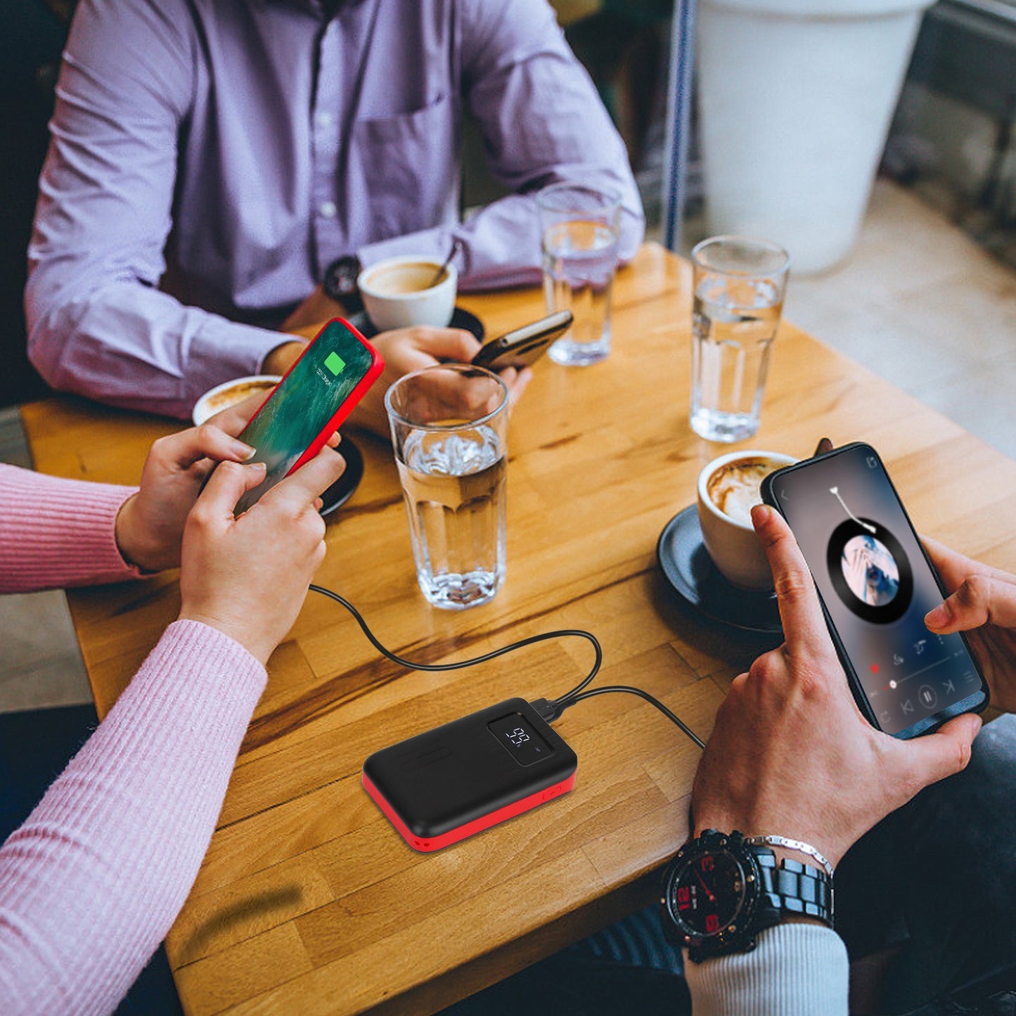 1W Portable Power Bank With Dual USB, LCD, Flashlight & Multi Input