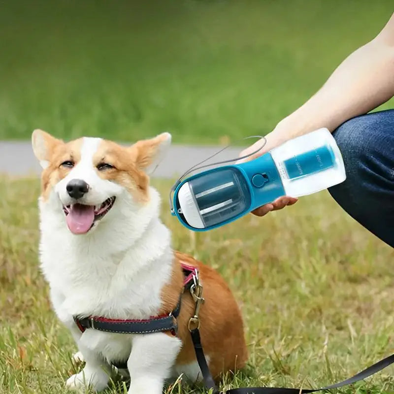 Portable 3-in-1 Dog Water Cup with Food Storage & Poop Bag Dispenser