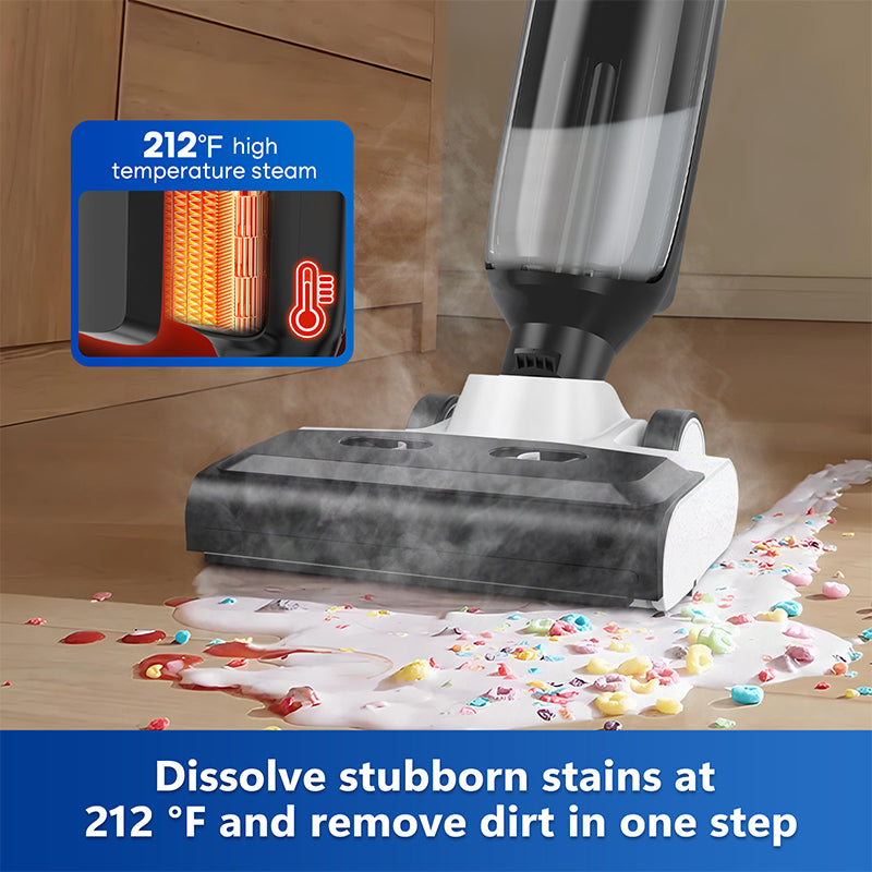 4-in-1 Steam Vacuum Mop Wet Dry Cleaner with LED Display