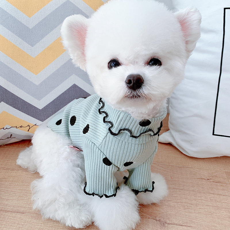 Polka Dot Turtleneck Dog Shirt – Soft Stretch Base Layer for Small & Medium Dogs
