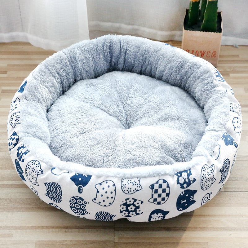 Soft Padded Dog & Cat Litter Mat with Round Cotton Cushion – Absorbent & Washable