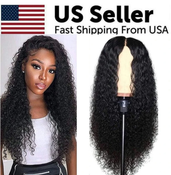 AA Brazilian Human Hair Lace Front Wig – Long Curly Wavy Hair, Natural Look for Women (US Stock)