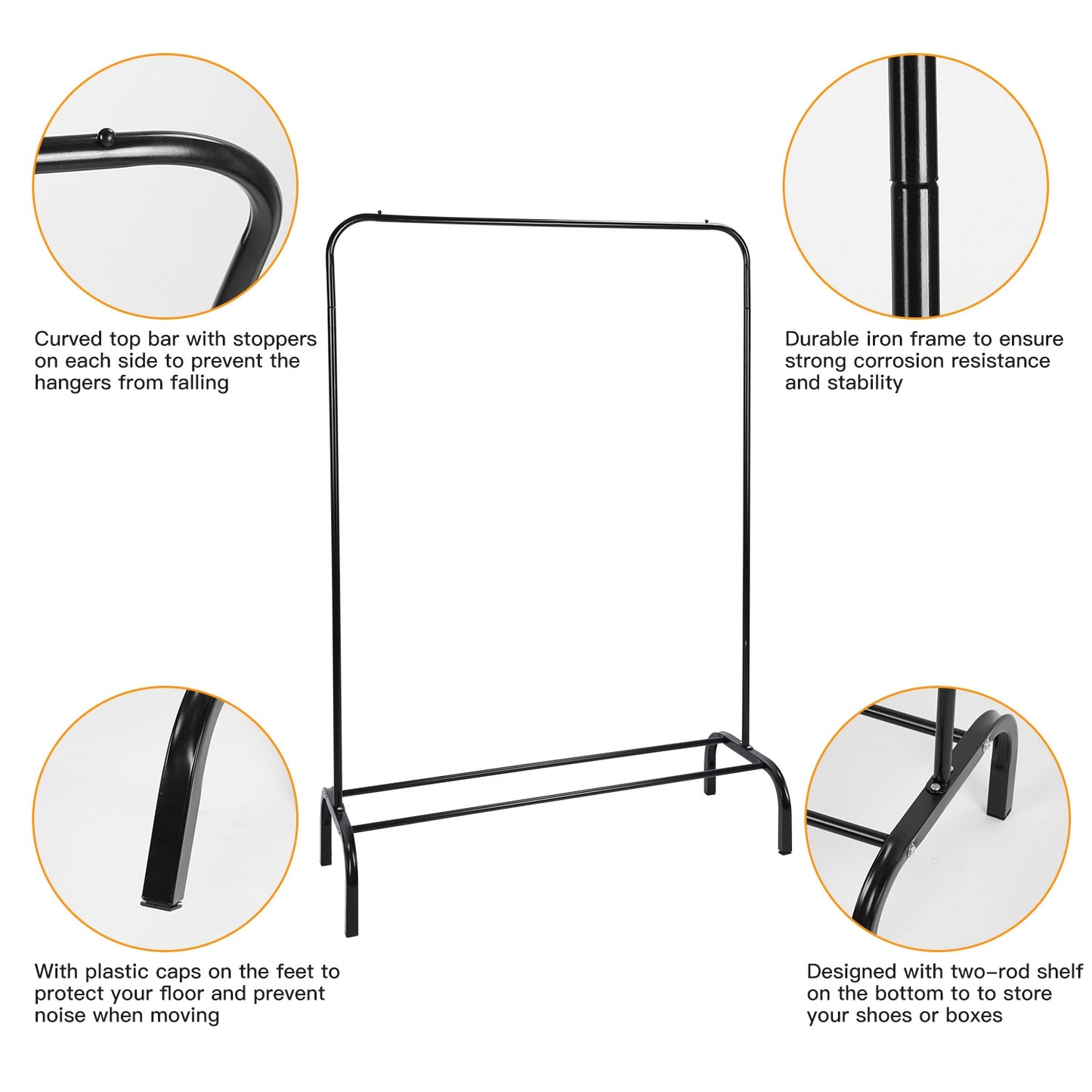 Freestanding Garment Rack with Bottom Shelf – 33lbs Heavy Duty Clothing Rack Organizer