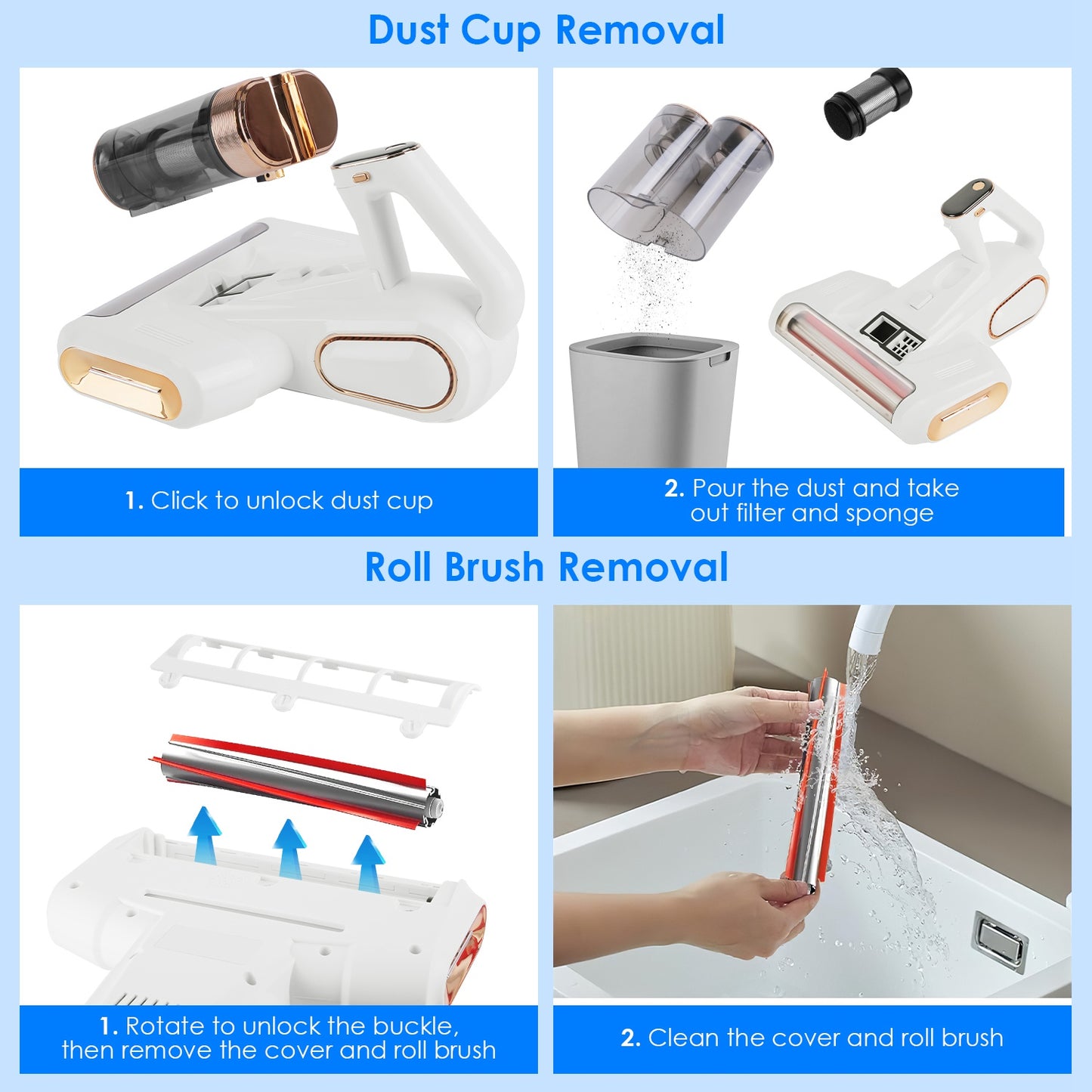 16KPa Mattress Vacuum Cleaner Handheld UV Bed Vacuum