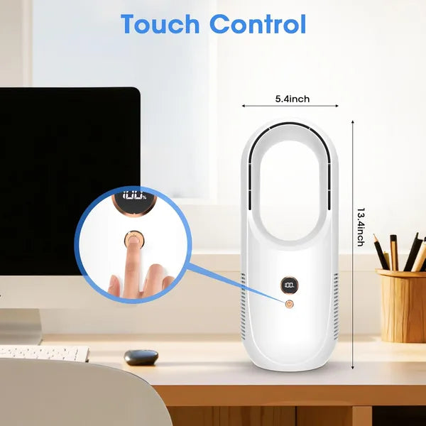 Portable Bladeless Desk Fan Rechargeable 6-Speed Personal Cooling Fan