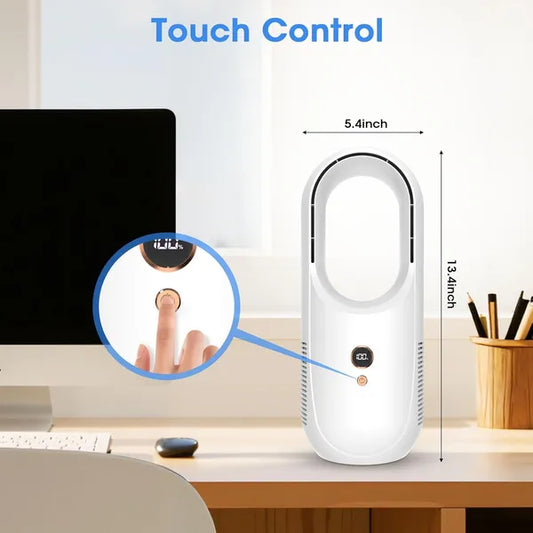 Portable Bladeless Desk Fan Rechargeable 6-Speed Personal Cooling Fan