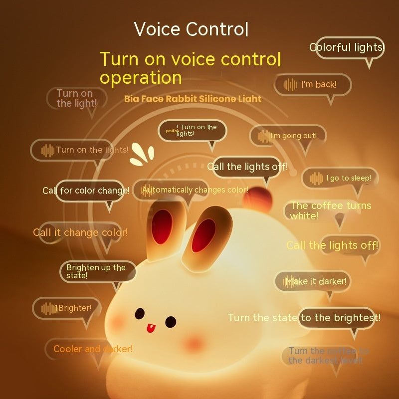 Cute LED Touch Sensor Rabbit Night Light Silicone Kids Lamp