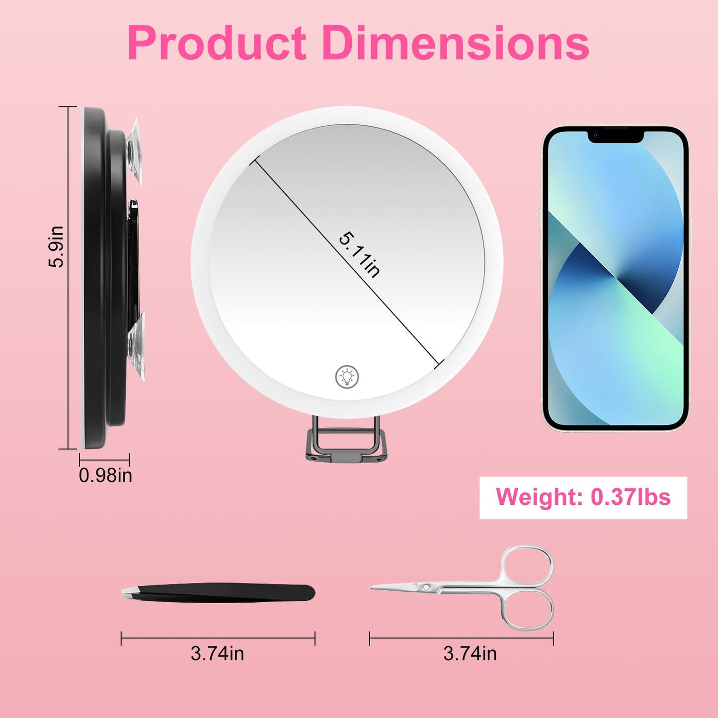 1Pc 30X Magnifying Makeup Mirror with Light & Tools – Travel Friendly