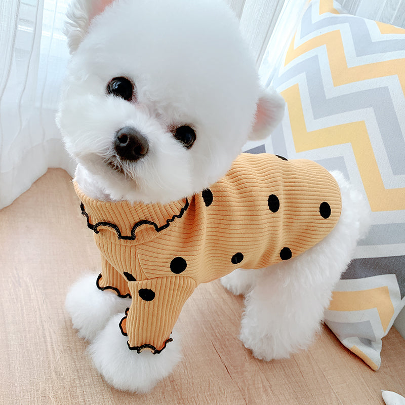 Polka Dot Turtleneck Dog Shirt – Soft Stretch Base Layer for Small & Medium Dogs