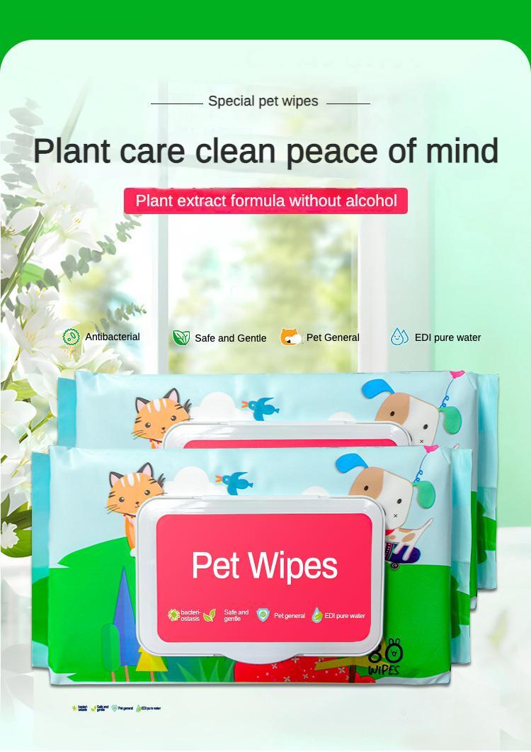 Dog & Cat Wet Wipes – Fragrance-Free, Plant-Based, Hypoallergenic | Gentle Cleansing & Deodorizing for Paws, Ears, Fur, Eyes & Butt