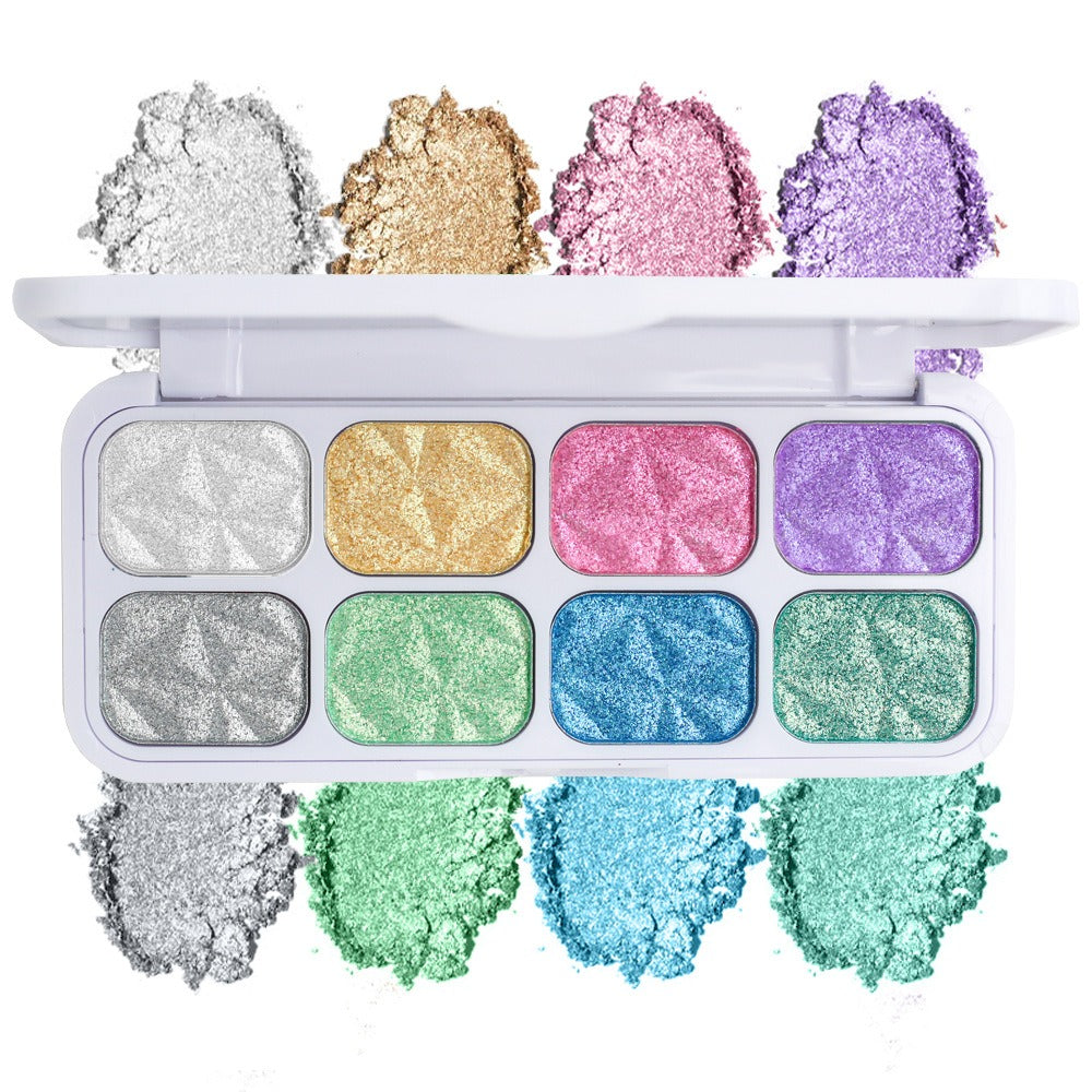 8-Color Macaron Chameleon Eyeshadow Palette – Multichrome Holographic Shimmer & Glitter Highlighter for Eyes, Face & Cheeks