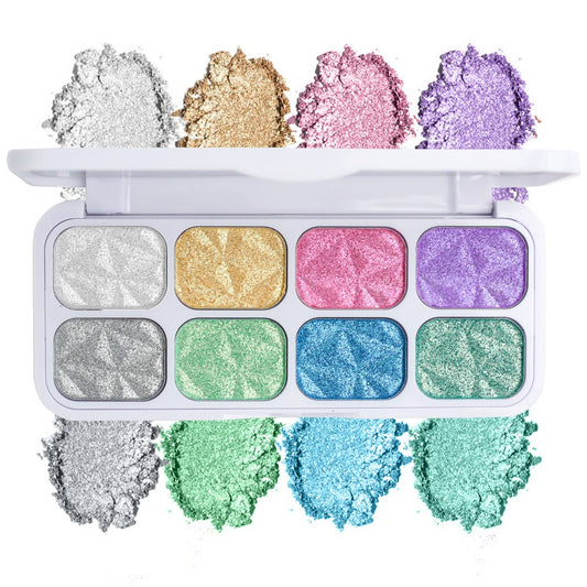 8-Color Macaron Chameleon Eyeshadow Palette – Multichrome Holographic Shimmer & Glitter Highlighter for Eyes, Face & Cheeks