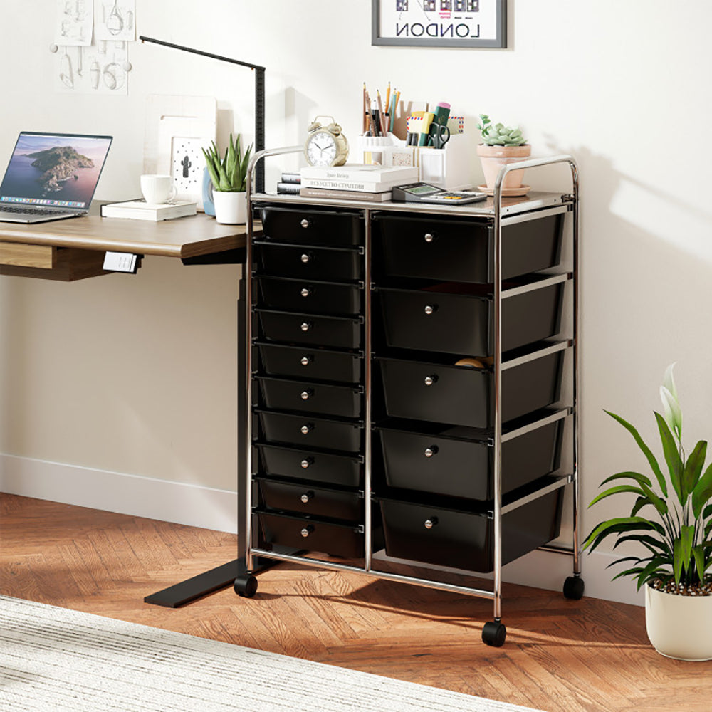 15-Drawer Rolling Storage Cart – Metal Frame Organizer Trolley