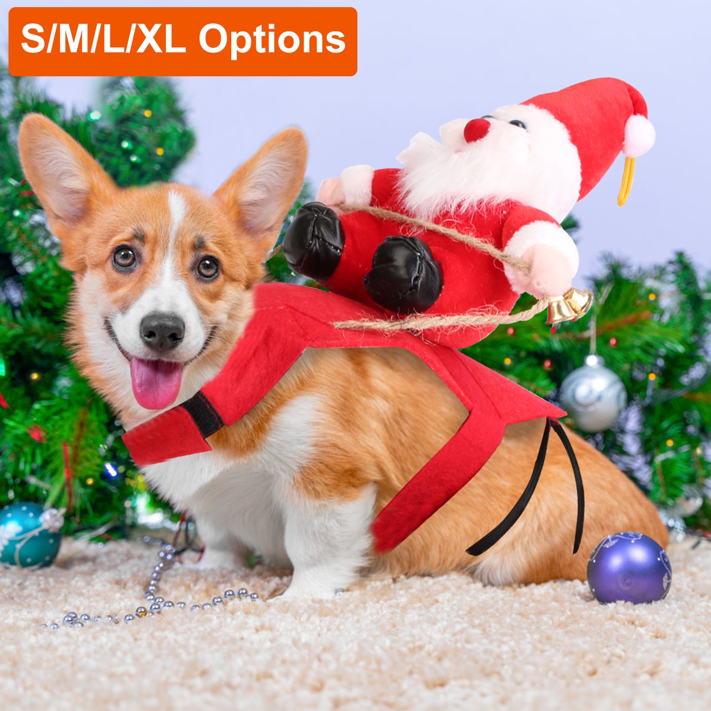 Pet Christmas Costume – Santa Claus Dog & Cat Winter Coat with Bell | Red Holiday Outfit (S–XL)