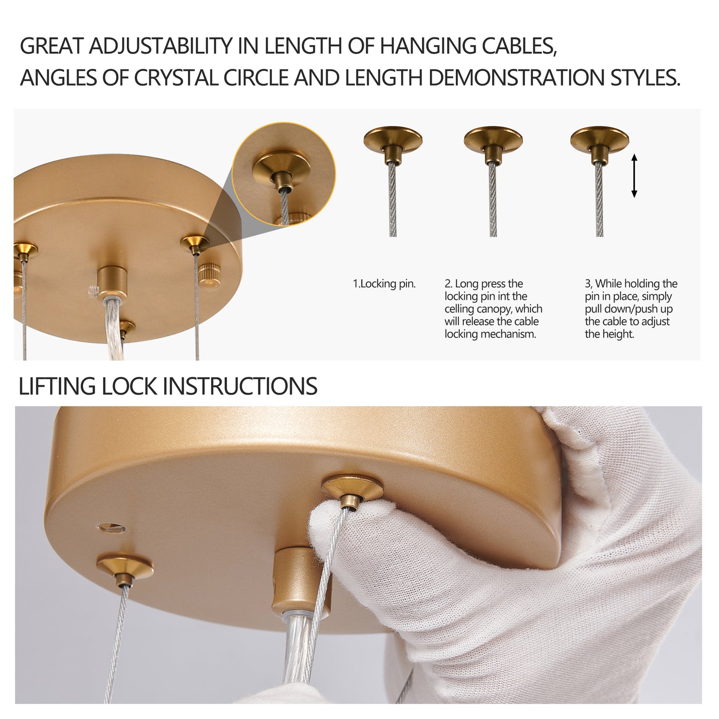 24 Inch Modern Gold Crystal Pendant Light Luxury Ceiling Chandelier