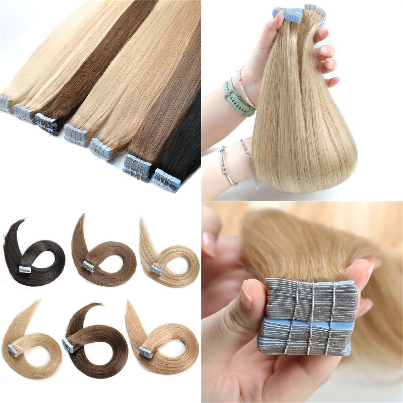 20” Double Drawn Virgin Human Hair Extensions – Invisible Skin Weft, 50g