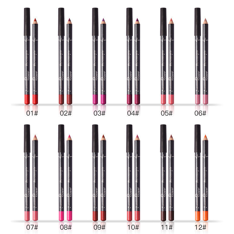 12-Piece Vegan Lip Liner Pencil Set – High-Pigment Natural Shades, Ultra-Fine Soft Pencils, Long-Lasting Wear