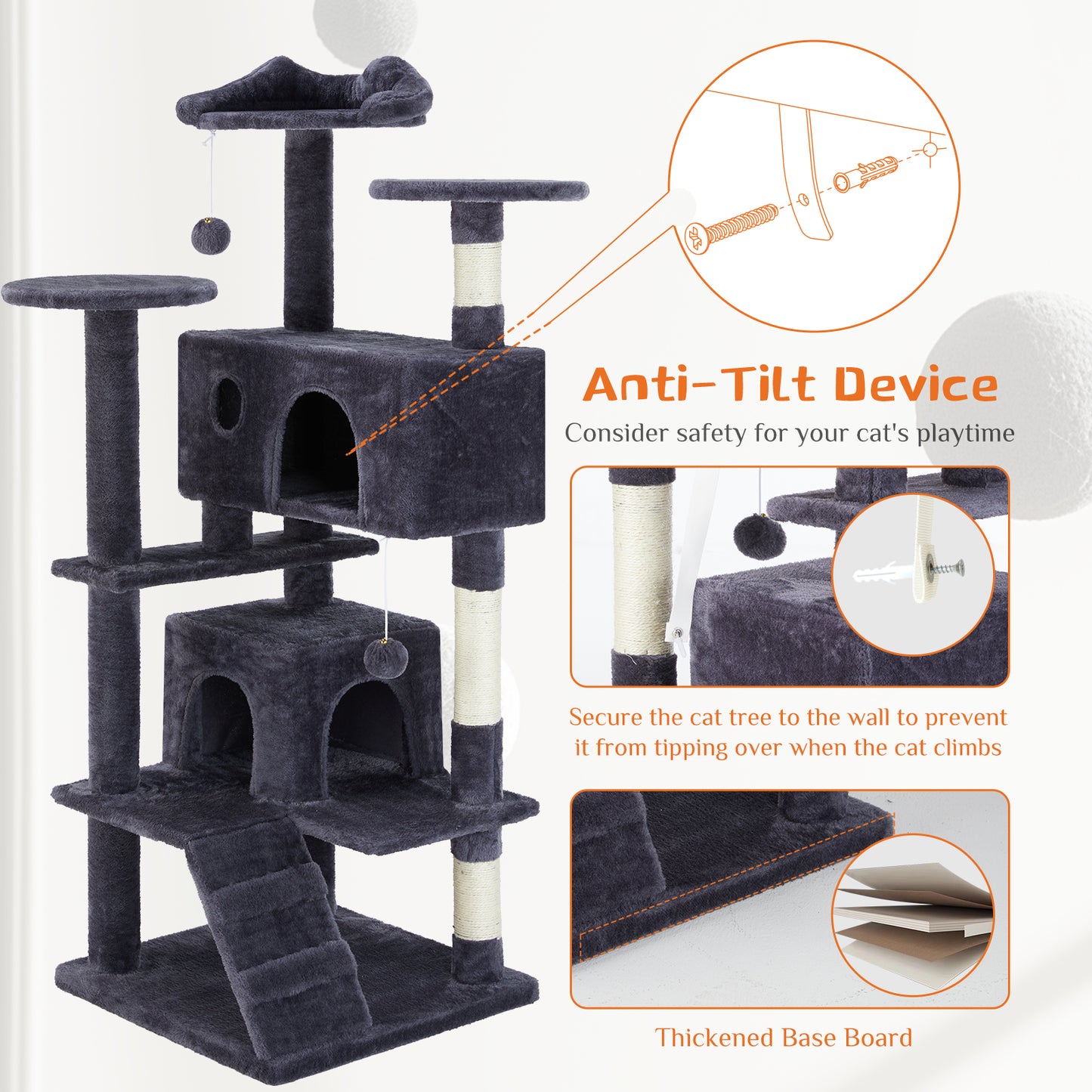 Multi-Functional Cat Tree – Climbing Tower with Scratching Posts & Play Areas