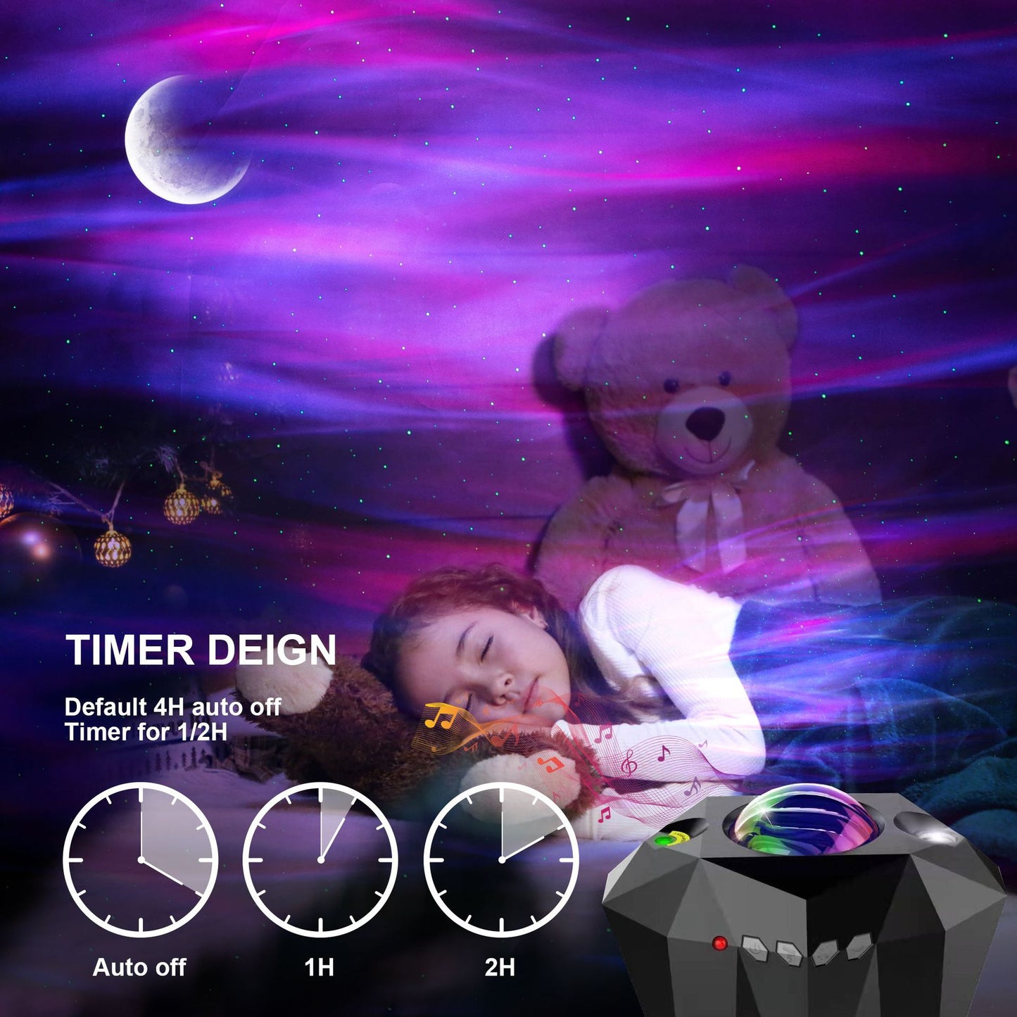 USB Ocean Star Projector Lamp Bluetooth Music Water Pattern Light