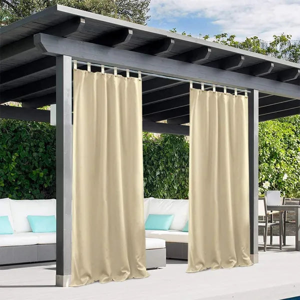 Elegant Beige Wool Outdoor Curtain Panel 50x120