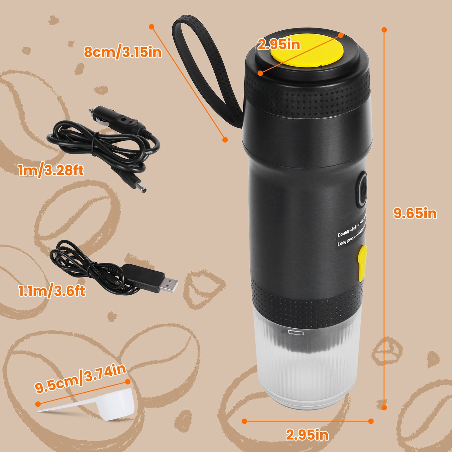 Portable Cordless Electric Espresso Coffee Maker Self-Heating