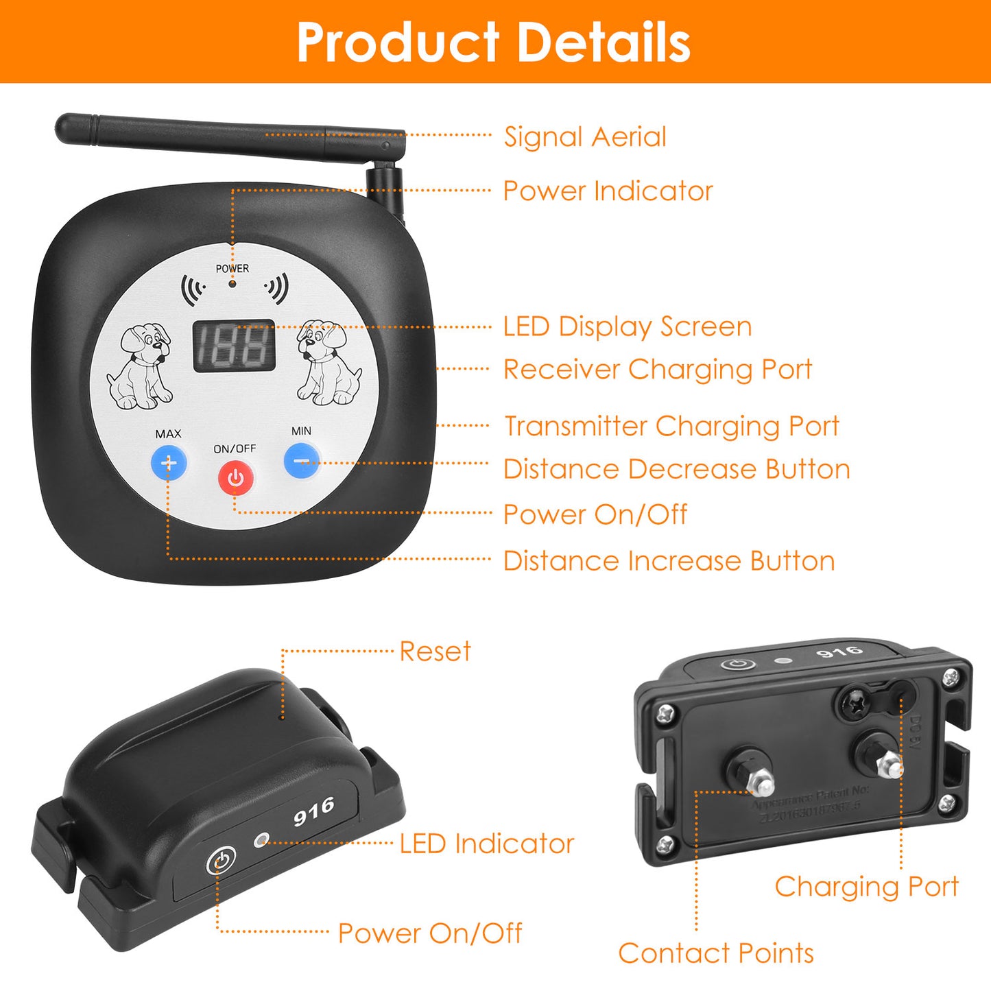 Wireless GPS Dog Fence System 328FT, Rechargeable Collar with Beep & Vibration for All Dog Sizes