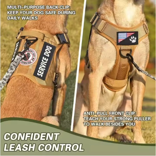 “Hiphoppet Tactical Dog Harness – Adjustable, Reflective, No-Pull Vest for Large Dogs with Metal Buckle”