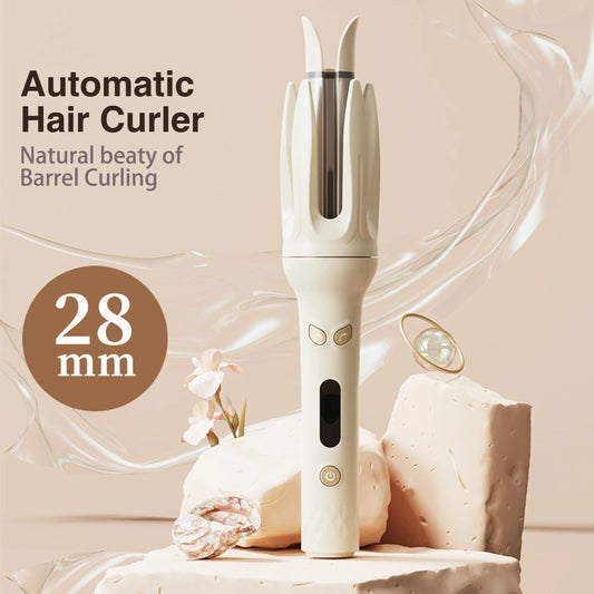 Automatic 28mm Hair Curler – 4 Heat Settings, Negative Ion, Smart Timer & Auto Shut-Off