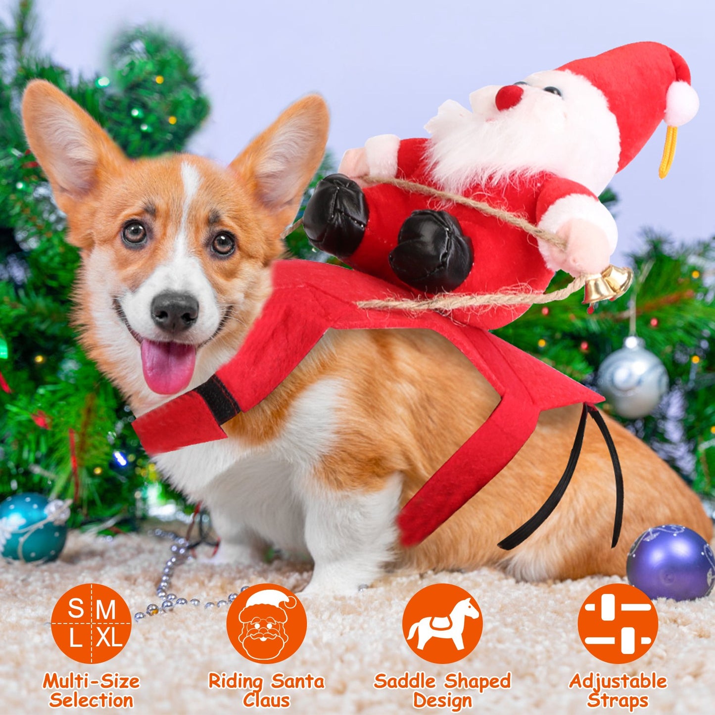 Pet Christmas Costume – Santa Claus Dog & Cat Winter Coat with Bell | Red Holiday Outfit (S–XL)