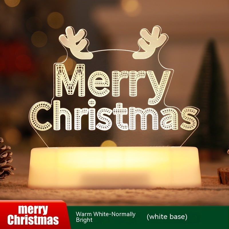 3D Acrylic LED Christmas Lamp – USB Night Light for Kids, New Year & Valentine’s Day Decoration, Holiday Gift Ornament