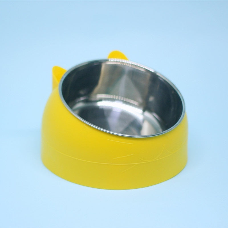 Stainless Steel Elevated Double Dog Bowl – Cervical Protection, Slanted Design for Food & Water