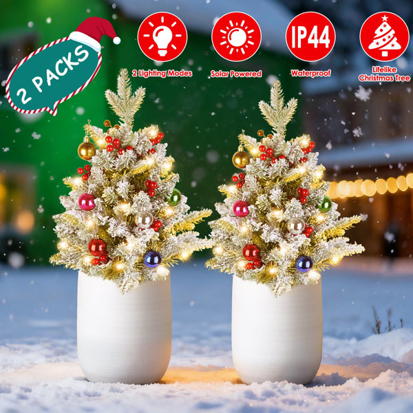 2PCS Solar Christmas Tree Lights – 50 LED Outdoor Waterproof Decor
