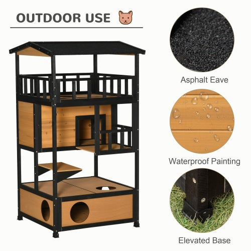 Wooden Outdoor Cat House – Weatherproof Shelter for Cats & Kittens