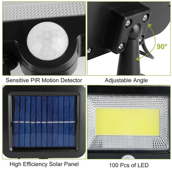 Solar 100 LED Outdoor Wall Light With Motion Sensor IP65