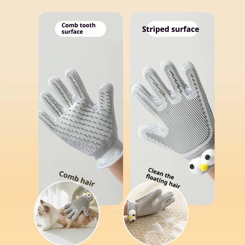 2-in-1 Pet Grooming Gloves for Cats & Dogs – Double-Sided Hair Removal & Massage, Anti-Scratch, Bite-Resistant, Efficient Fur Remover