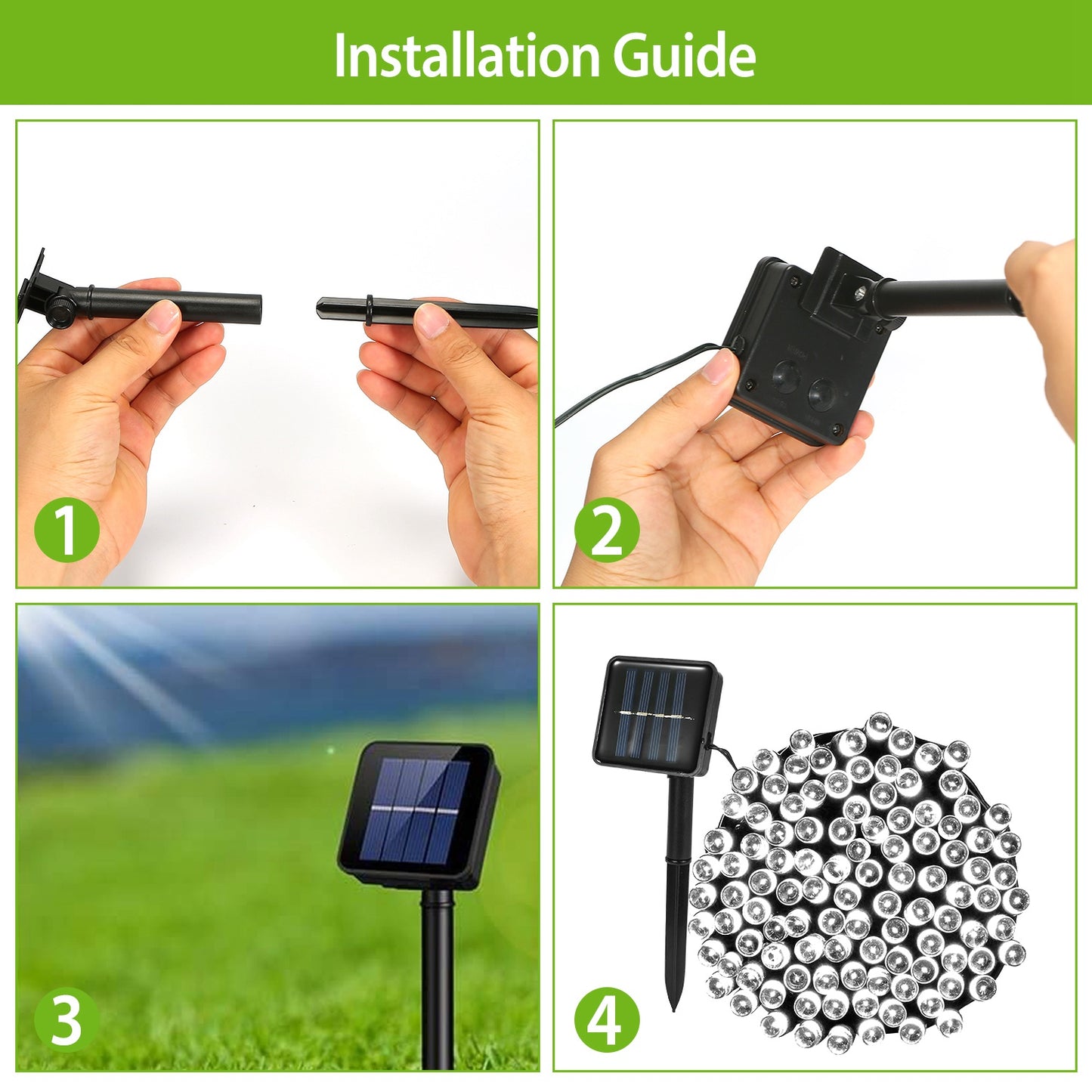 12M Solar LED String Lights With 8 Modes Waterproof Fairy Lights