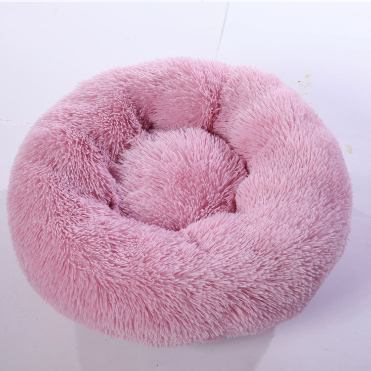 Plush Pet Nest Bed – Cozy Calming Donut Bed for Cats & Small Dogs