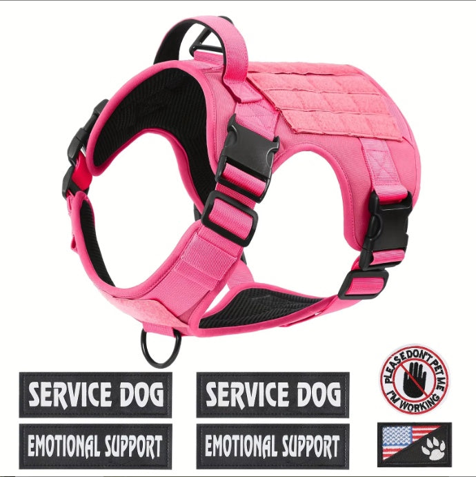 “Hiphoppet Tactical Dog Harness – Adjustable, Reflective, No-Pull Vest for Large Dogs with Metal Buckle”