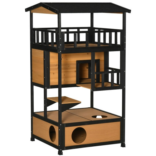 Wooden Outdoor Cat House – Weatherproof Shelter for Cats & Kittens