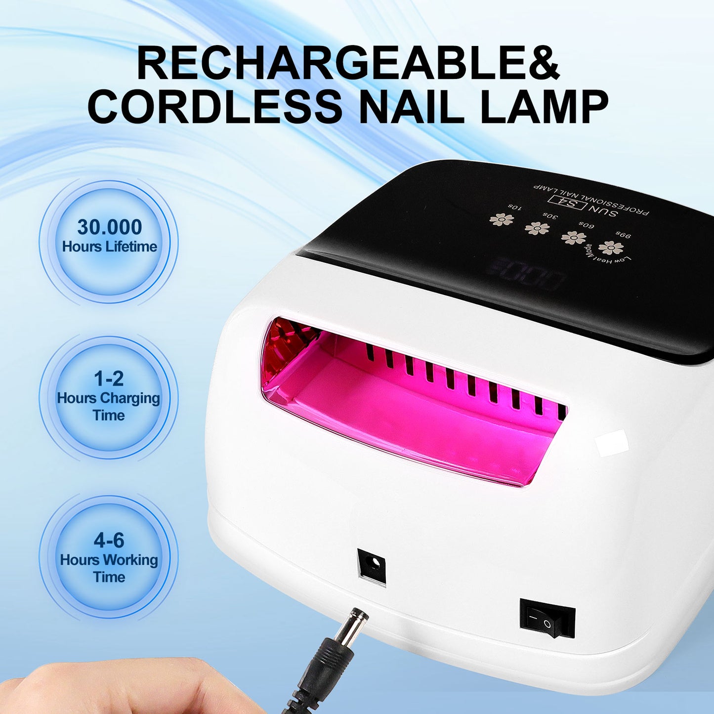 Professional Cordless UV LED Nail Lamp With 66 Beads & Auto Sensor