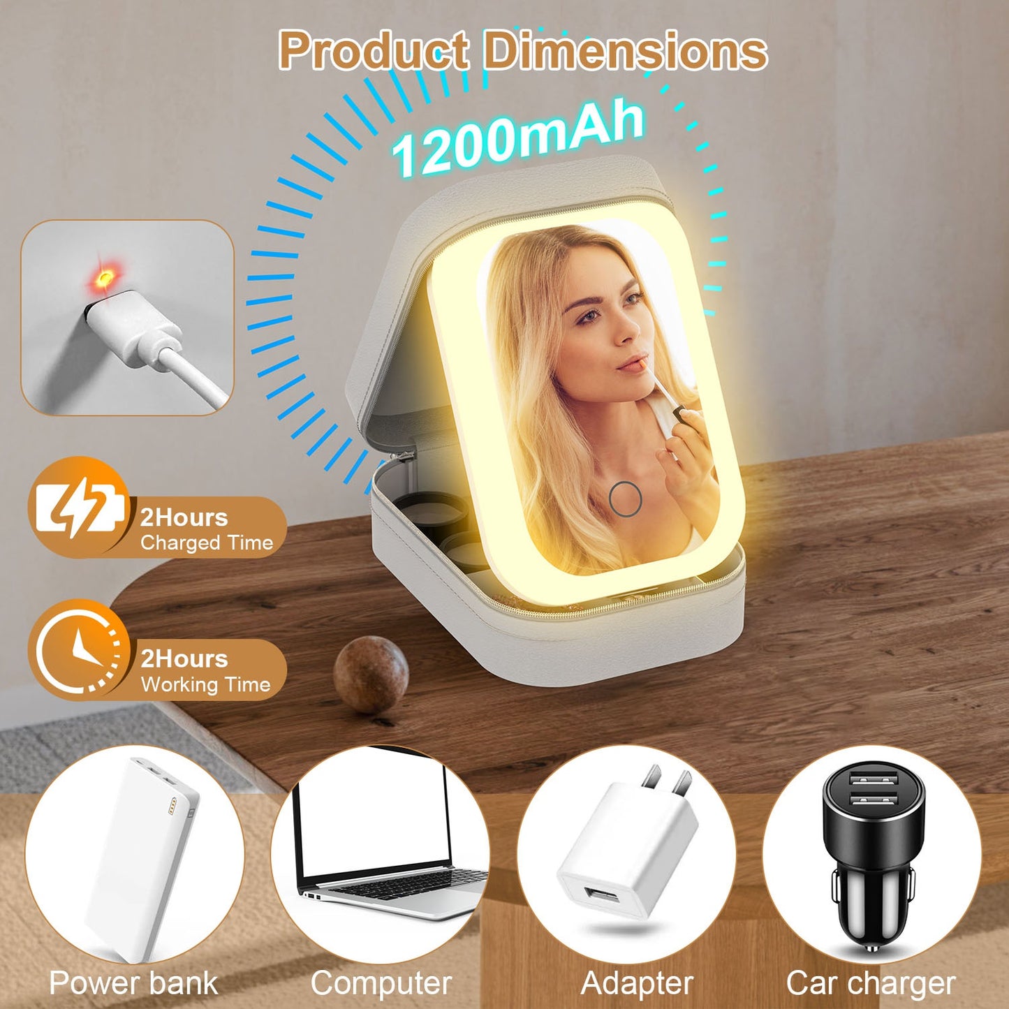 LED Travel Makeup Bag – Rechargeable & Waterproof with 3-Color Light