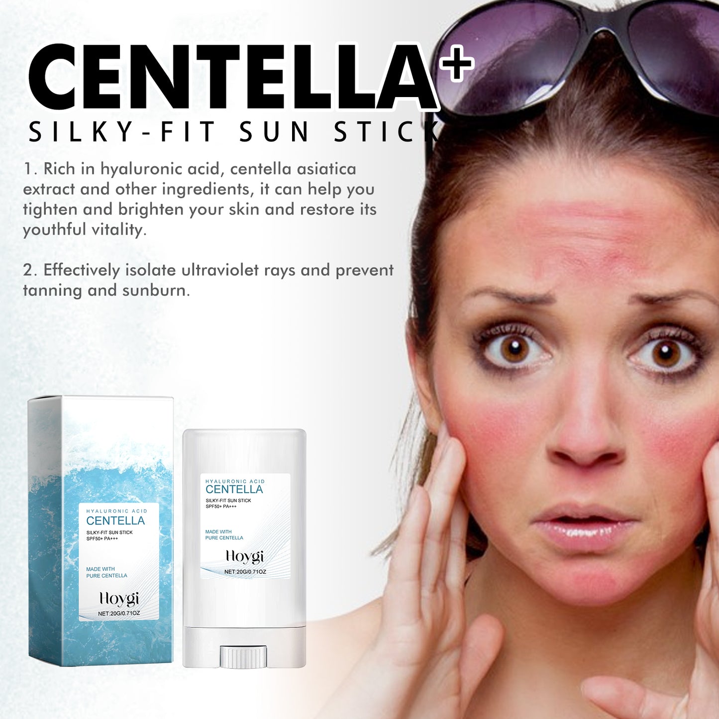 Hoygi Hyaluronic Acid Sunscreen Stick – Gentle, Hydrating UV Protection for Sensitive & Sun-Reddened Skin