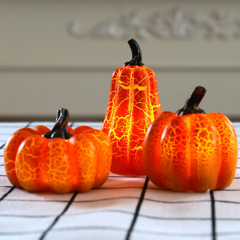 Halloween Pumpkin LED Lantern – Resin Luminous Simulation Candle Lamp