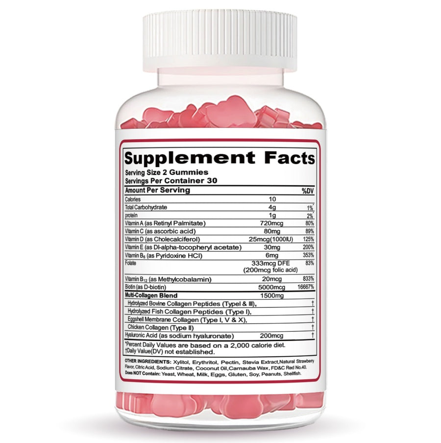 Collagen Peptide Gummies for Hair, Skin & Nails – Hydrolyzed Collagen Supplement with Biotin & Vitamin C