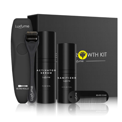 Premium Beard Growth Liquid & Beard Care Set for Thicker, Fuller Beard