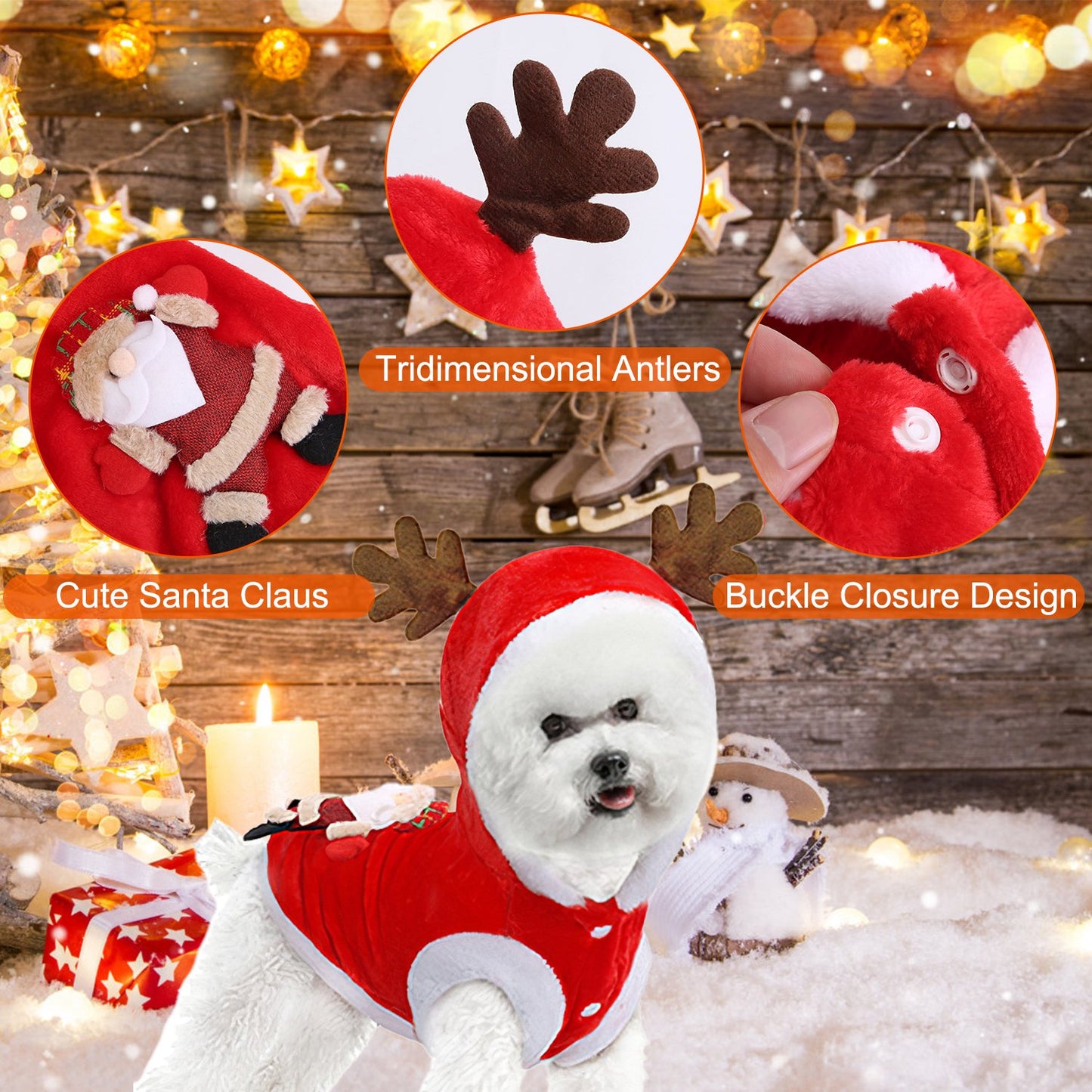 Pet Christmas Costume – Santa & Reindeer Winter Outfit for Small & Medium Dogs and Cats