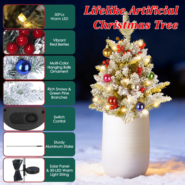 2PCS Solar Christmas Tree Lights – 50 LED Outdoor Waterproof Decor
