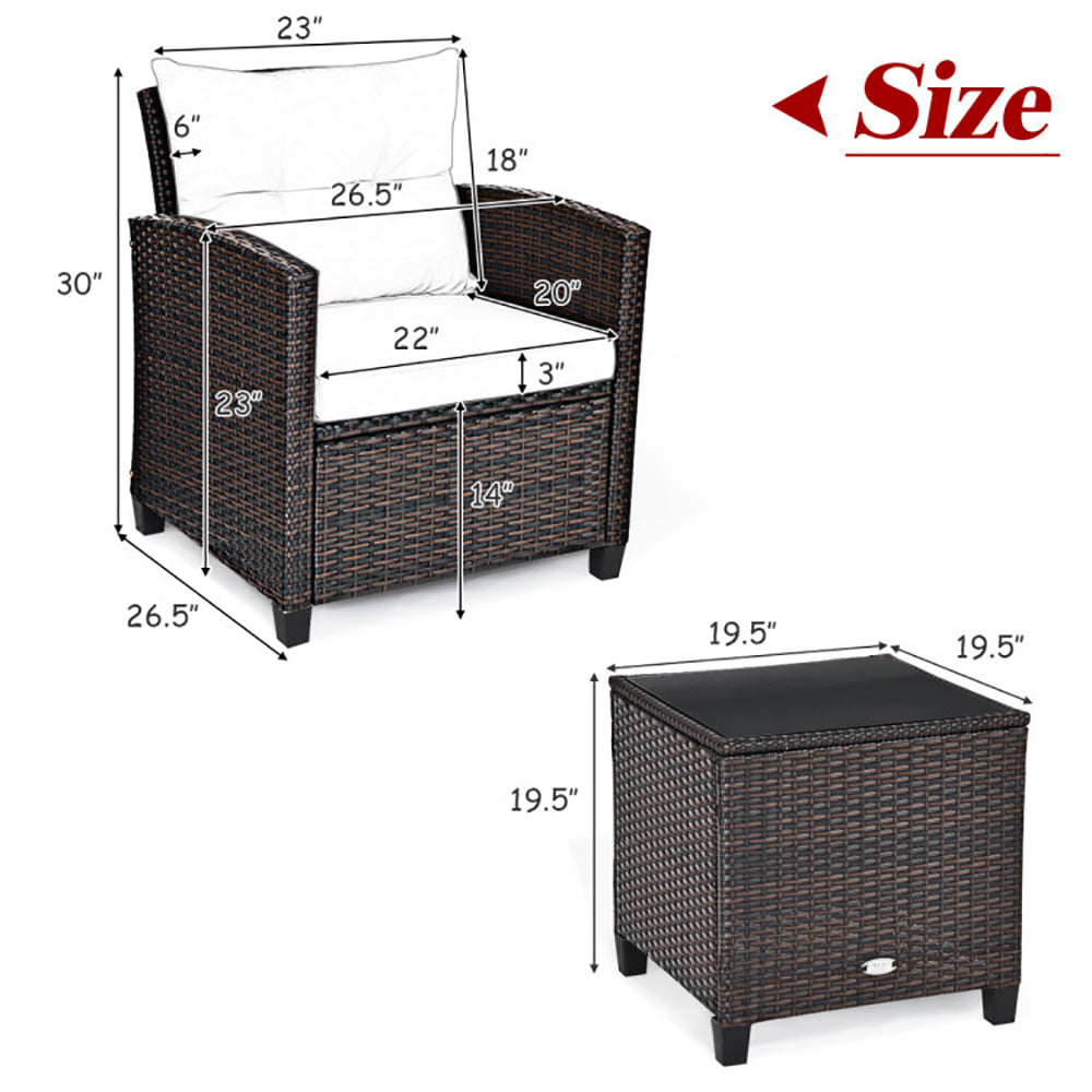 3-Piece Rattan Patio Furniture Set – Outdoor Seating with Washable Cushions